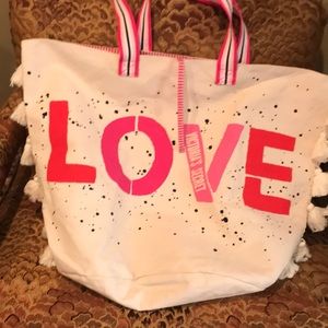 Victorias secret canvas tote with tassels